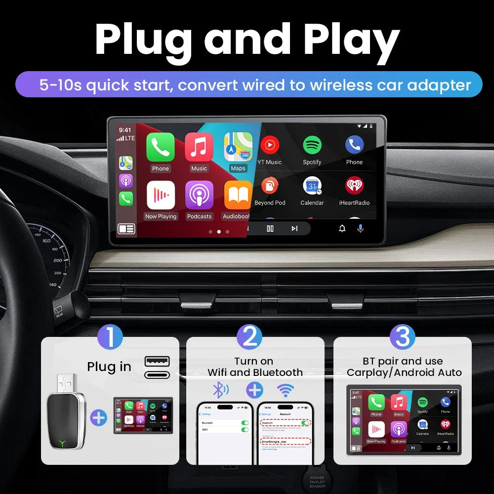 2-in-1 wired CarPlay to wireless