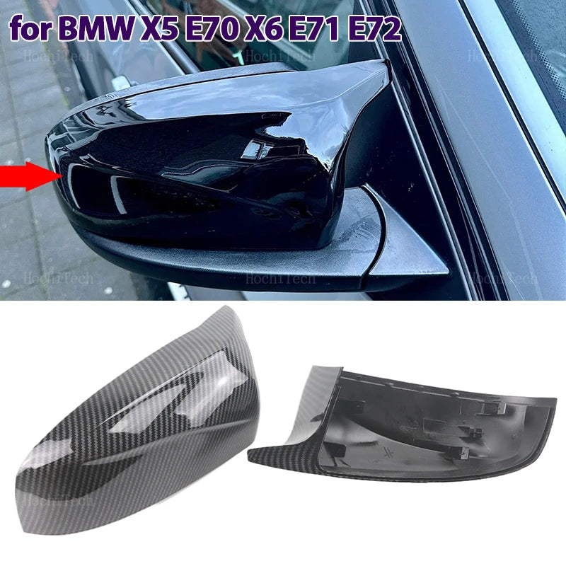 Carbon Fiber Look Black Rearview Side Mirror cover Caps