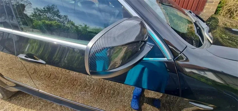 Carbon Fiber Look Black Rearview Side Mirror cover Caps