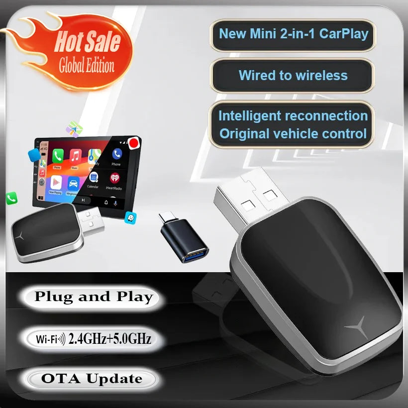2-in-1 wired CarPlay to wireless