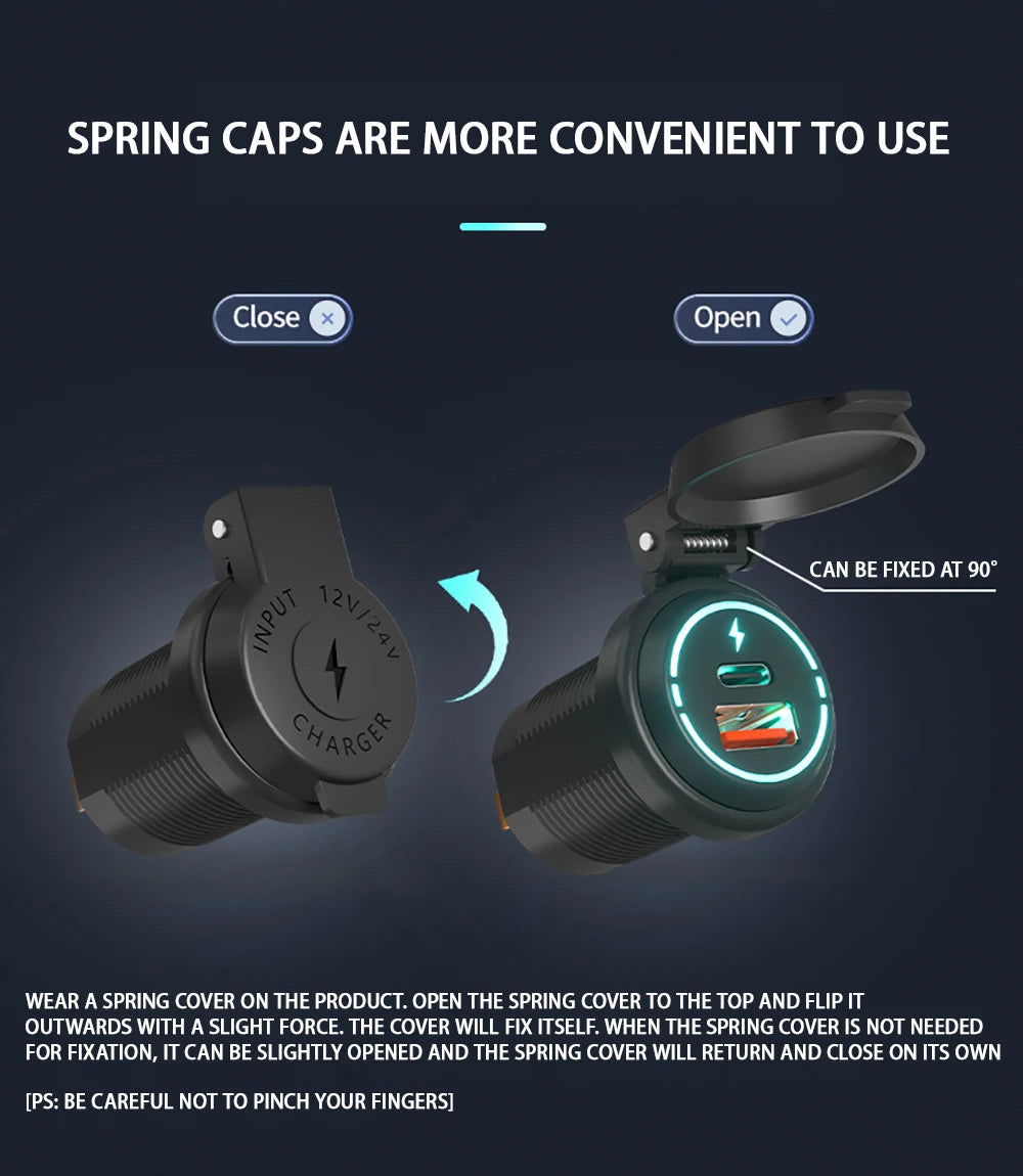 Car USB Charger Socket PD Type C QC 3.0