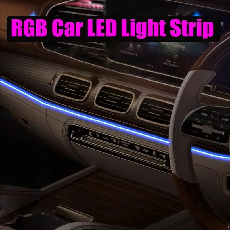 Car RGB Ambient LED Light Strip 12345M APP Control USB Fiber Optic