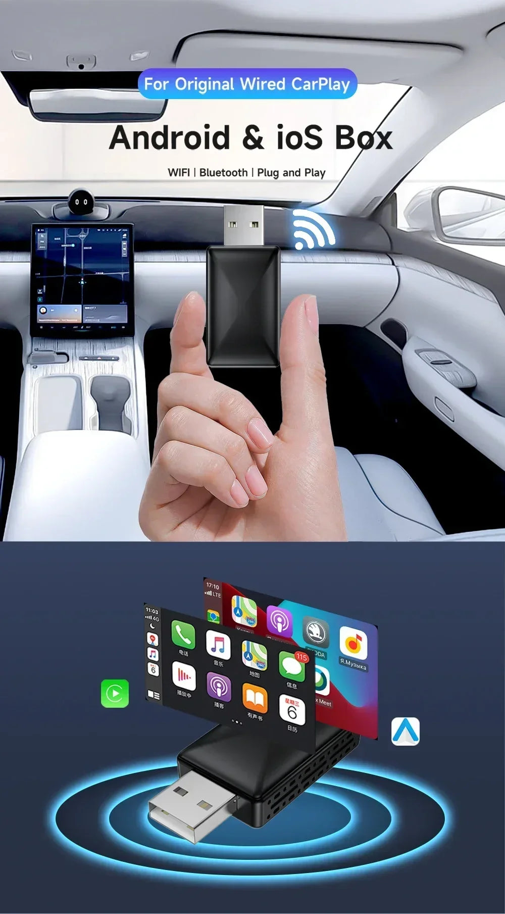 2-in-1 Wireless Adapter CarPlay Wireless Adapter