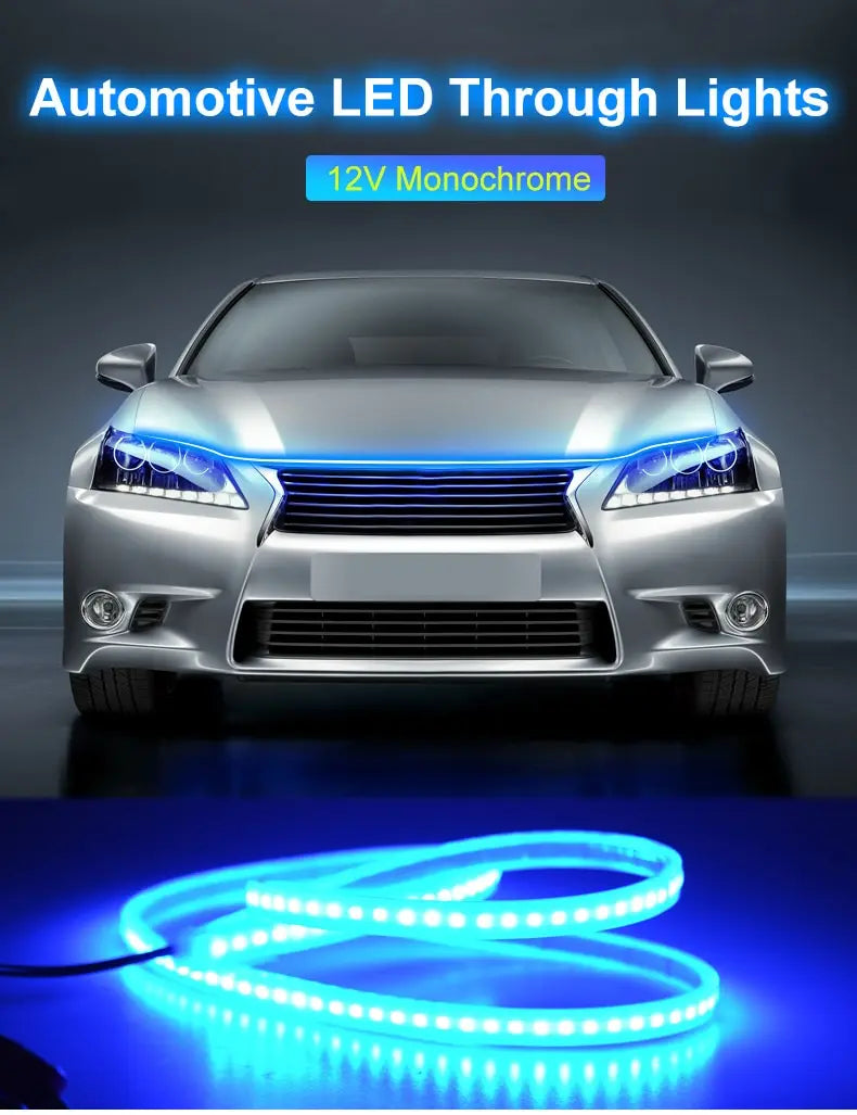 Universal Ambient Lamp LED Car Hood Atmosphere Lght Strip Waterproof