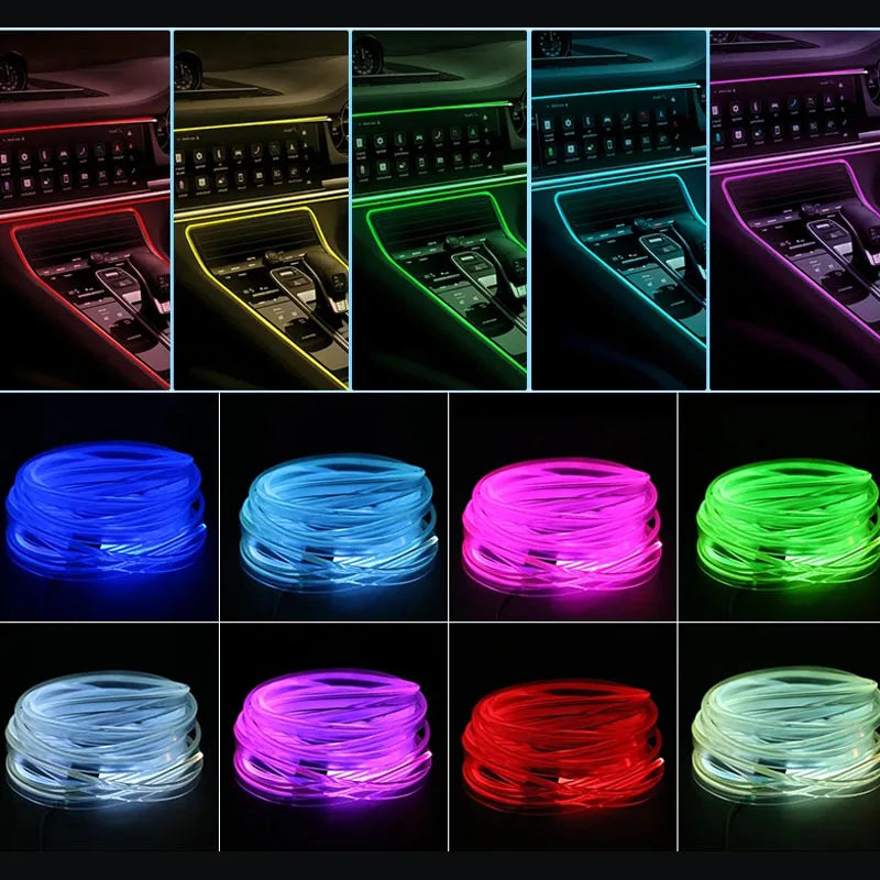 Car RGB Ambient LED Light Strip 12345M APP Control USB Fiber Optic