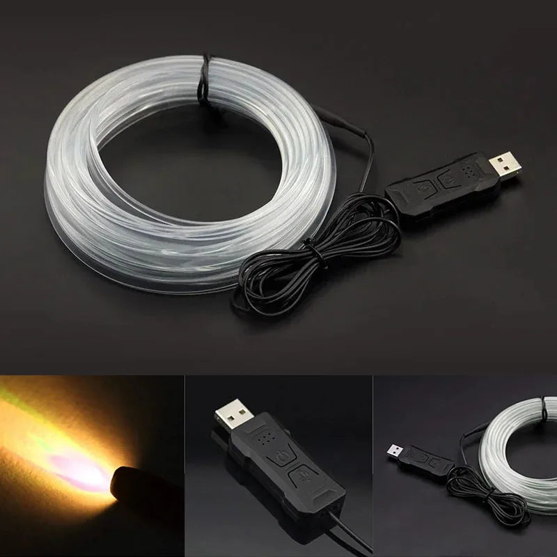 Car RGB Ambient LED Light Strip 12345M APP Control USB Fiber Optic