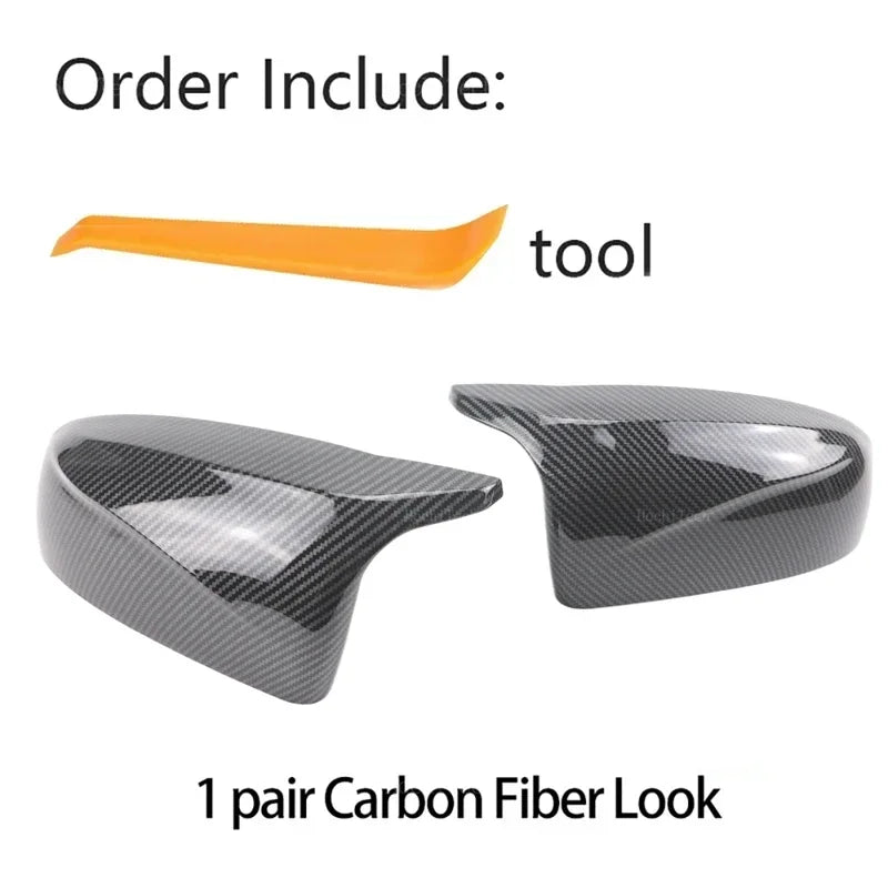 Carbon Fiber Look Black Rearview Side Mirror cover Caps