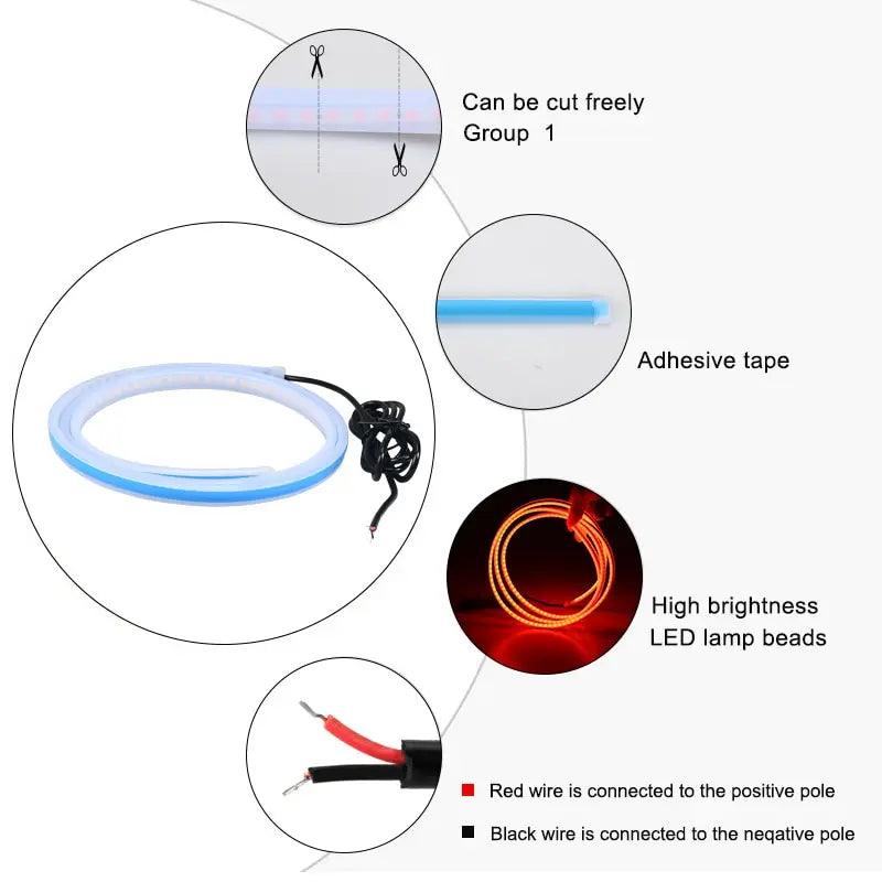 Universal Ambient Lamp LED Car Hood Atmosphere Lght Strip Waterproof