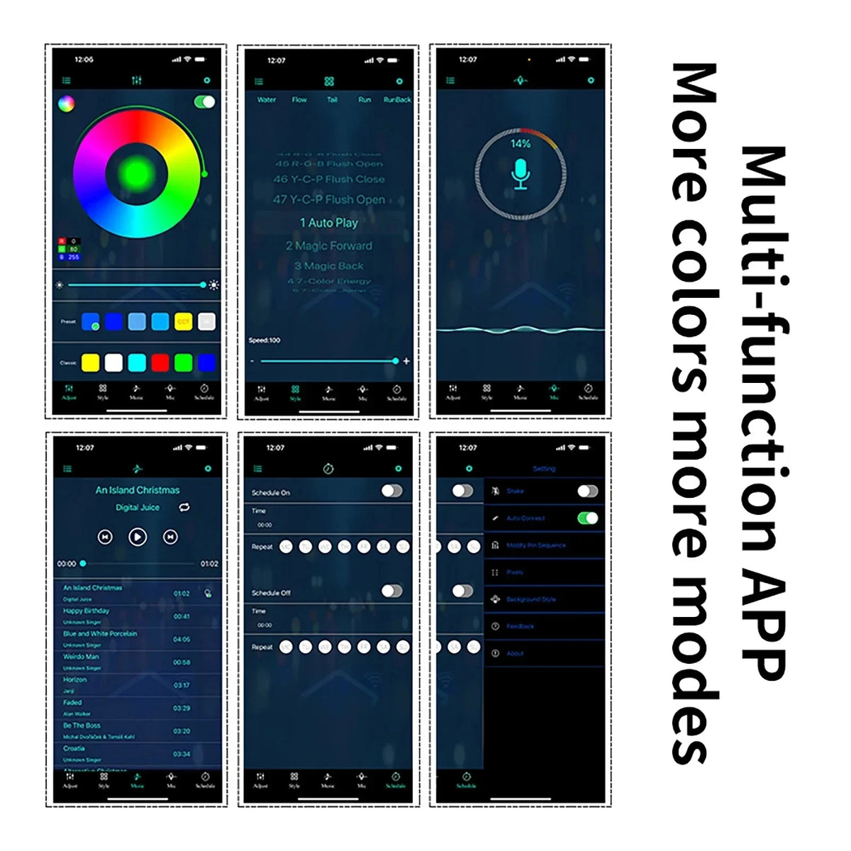 Car RGB Ambient LED Light Strip 12345M APP Control USB Fiber Optic