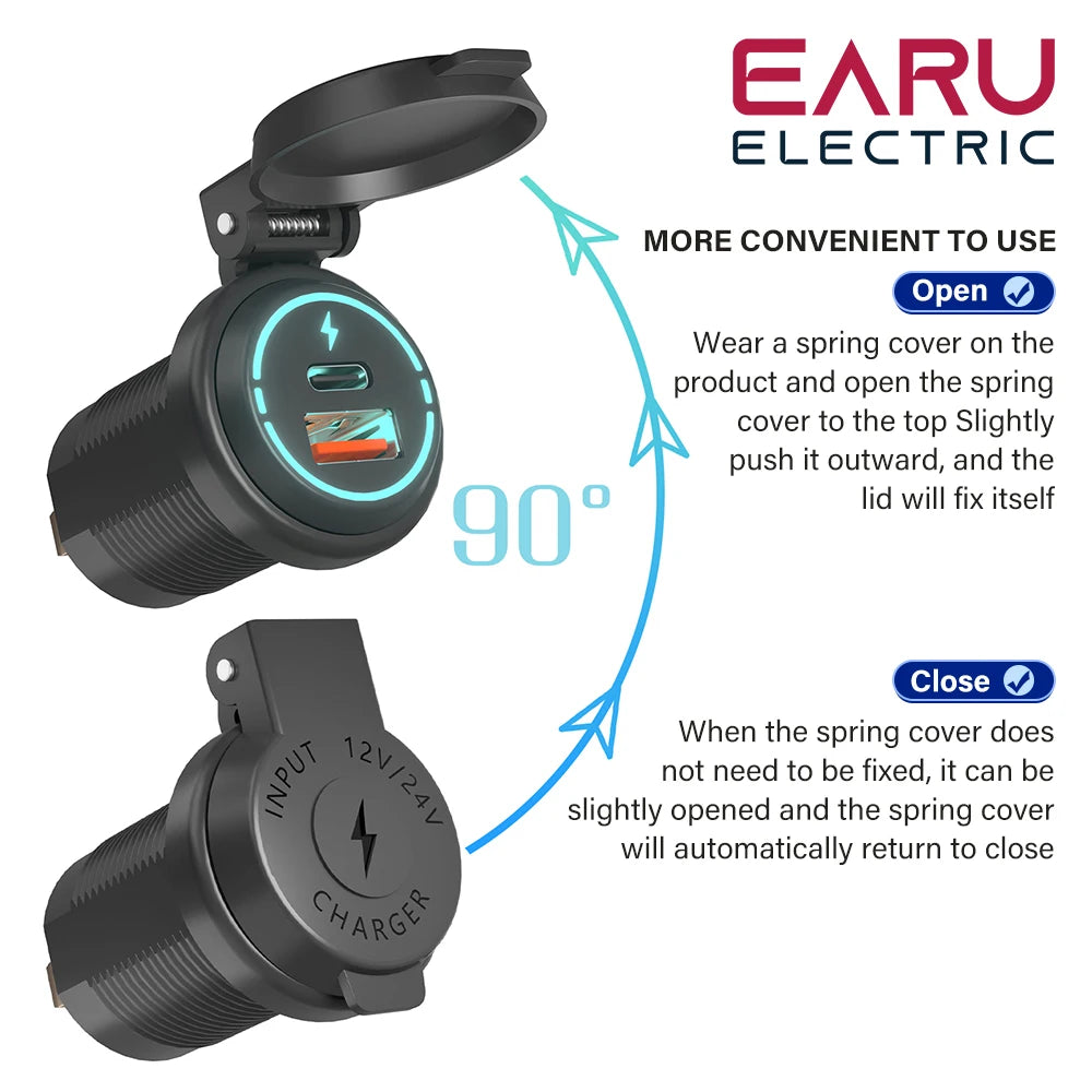 Car USB Charger Socket PD Type C QC 3.0